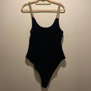 Black velvet bodysuit